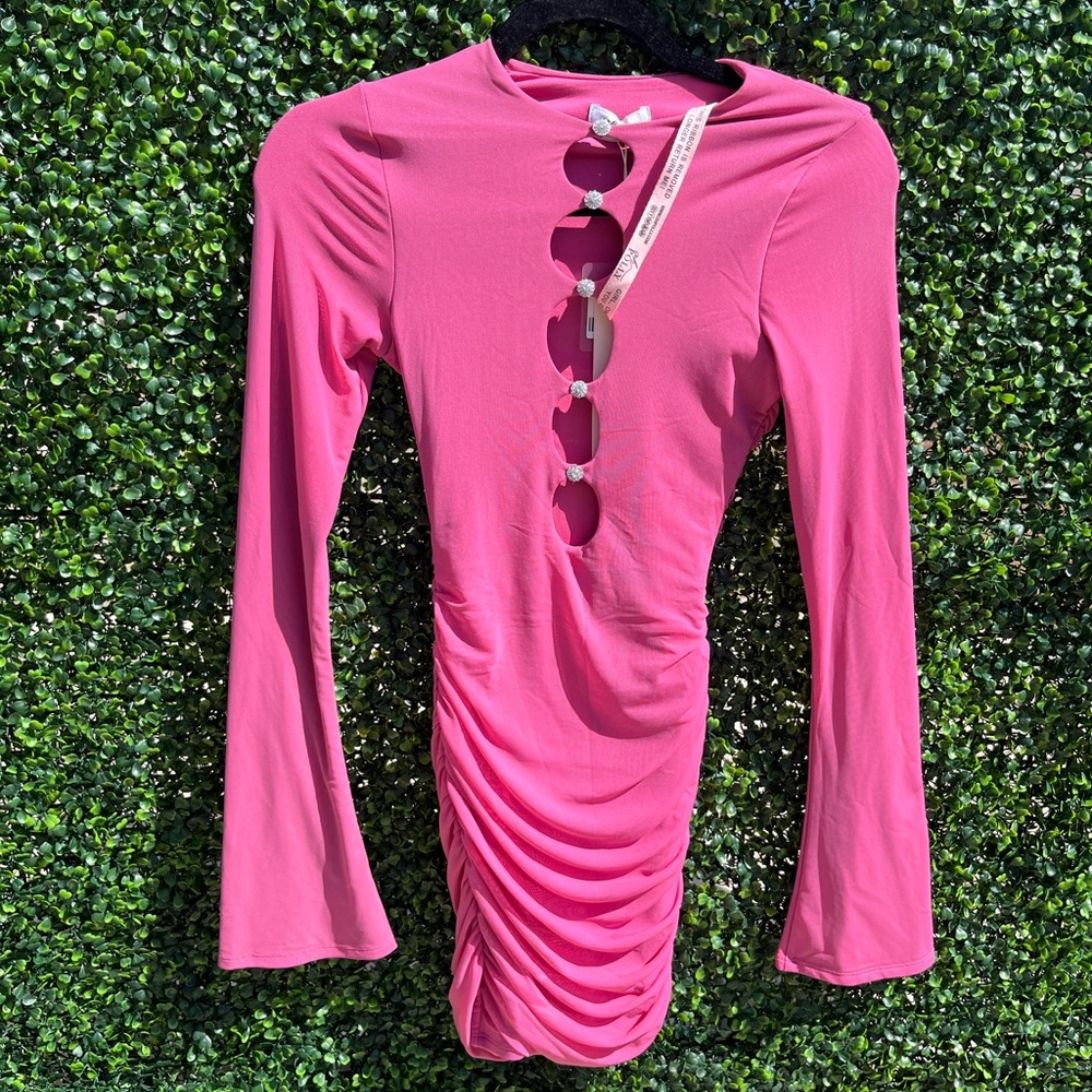 Oh Polly Fuchsia Cut-Out Dress